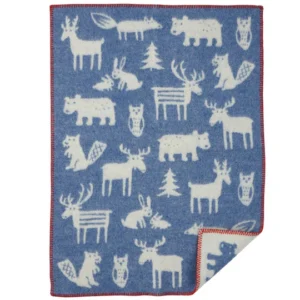 Barnfilt Forest blå ekologisk ull