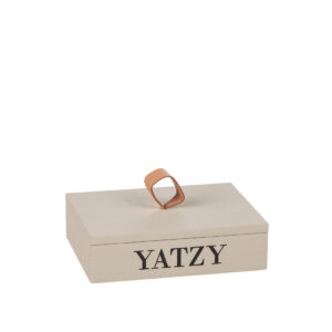 Yatzy i låda trä med skinnknopp
