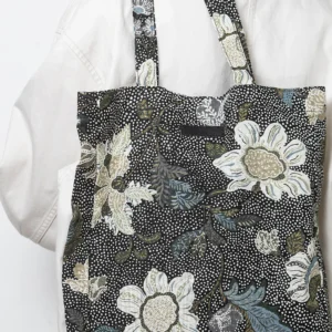 Ceannis shoppingkasse flower linen svart