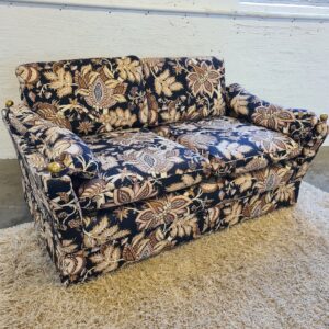 Soffa 2-sits svart med blomster